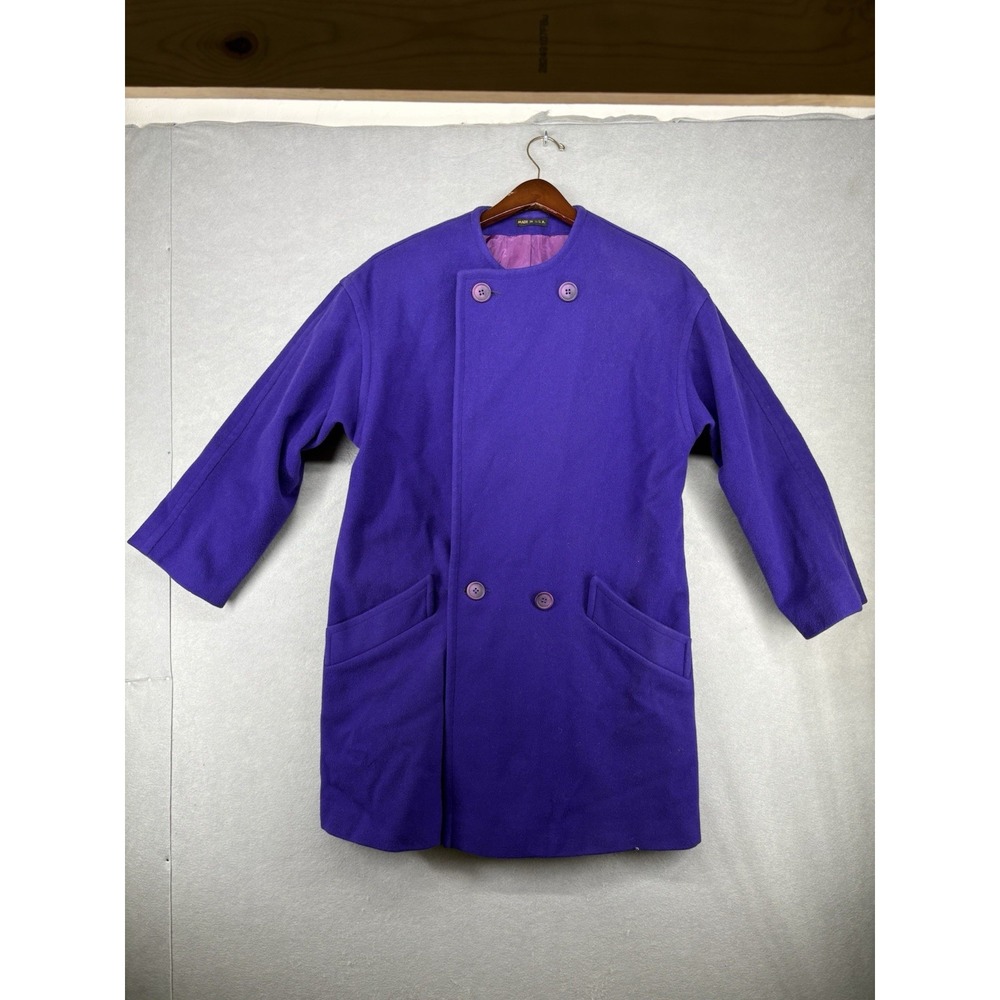 Vintage I. Magnin Women's 100% Wool Purple Blazer COAT Gorgeous 1970's